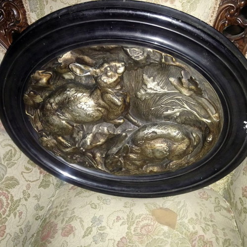 Art Nouveau painting used embossed relief