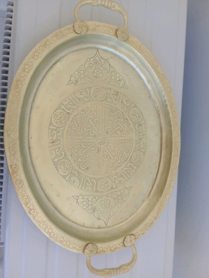 Antique brass tray with handles like new