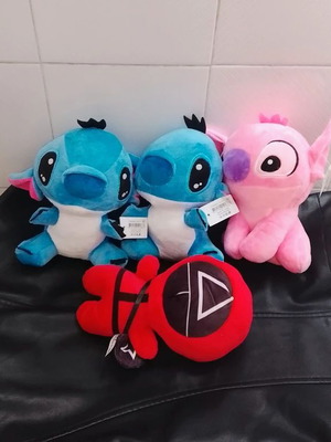Plush toys new set of 4 with Stitch, Angel, Squid Game characters