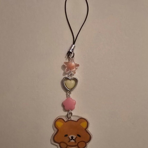 Rilakkuma keychain like new, brown and pink