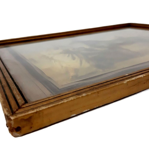 An Arab Presenting a Mare vintage reproduction print used, framed under glass