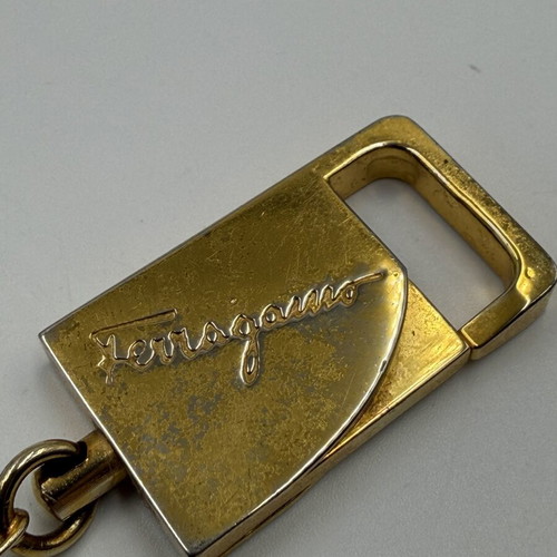 Ferragamo vintage gold-plated chain keychain used