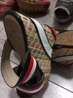 Women's summer platform sandals size 36, black red white