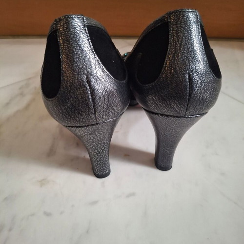 Γόβες Rebeca Sanver peep toe μέγεθος 39 μεταχειρισμένες, μαύρο δέρμα