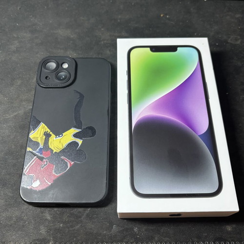 Apple iPhone 14 with case and box, 128GB, black