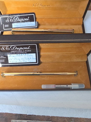 St. Dupont Classique writing set with fountain pen and ballpoint, gold filled