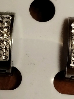 Earrings with rhinestones like new, silver color