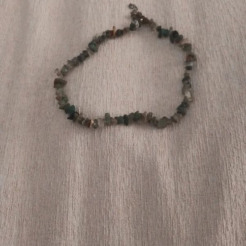 Necklace with stones and coral used, green shades