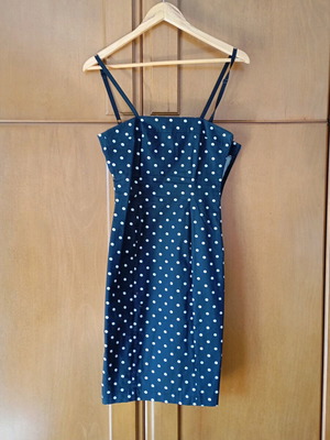 Evening dress polka dot like new with special back, size S