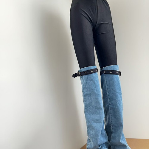 Trend denim pants like new, black and blue, sizes S/M