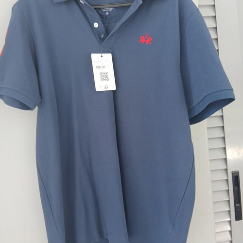 La Martina Polo Shirt XL Navy Blue with Embroidered Logo new