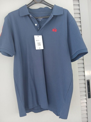 La Martina Polo Shirt XL Navy Blue with Embroidered Logo new
