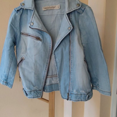 Zara denim biker style jacket like new, blue, size S
