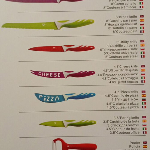 Knife set for bread, meat, cheese with peeler new