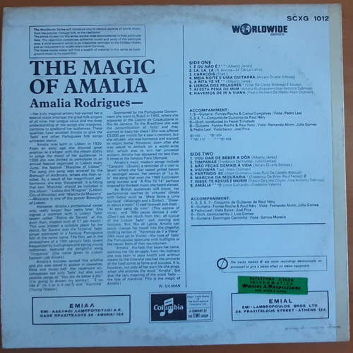 Amalia Rodrigues The Magic of Amalia vinyl used, folk fado