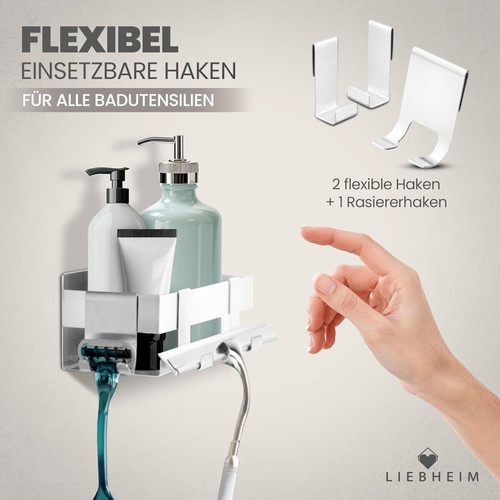 Liebesheim self-adhesive shower shelf 22 x 9 cm, matte silver
