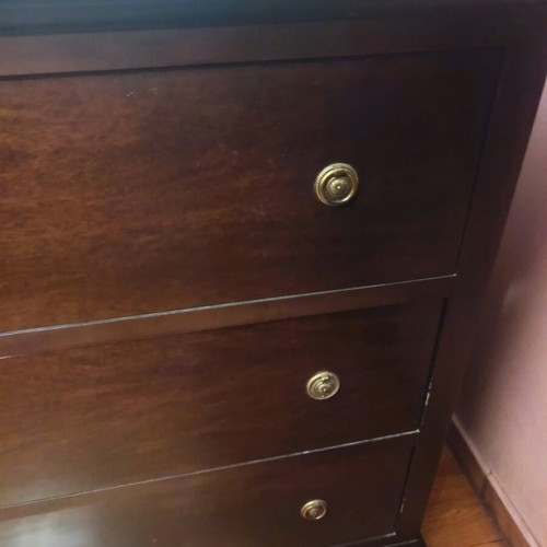Chest of drawers with three large drawers and white marble like new