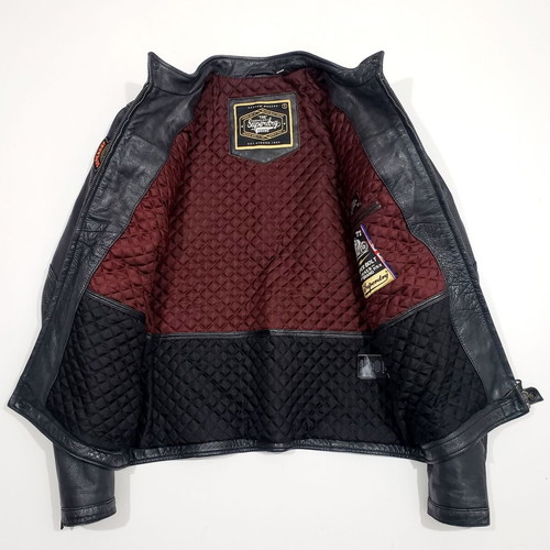 Superdry 111740 leather jacket with lining like new, size M-L, gray