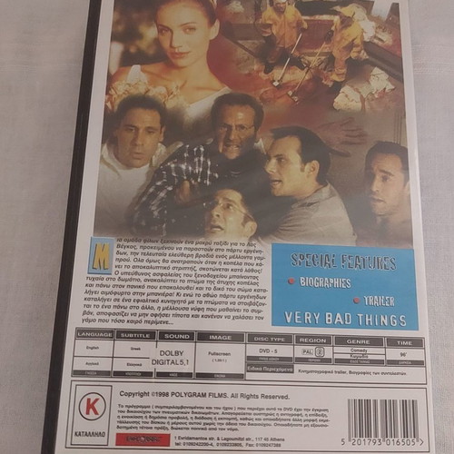 Very Bad Things DVD used, comedy with subtitles