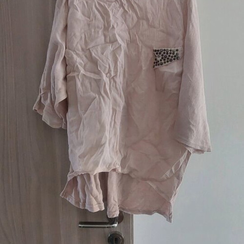 Baby pink blouse used with 3/4 sleeve asymmetric and studs size M