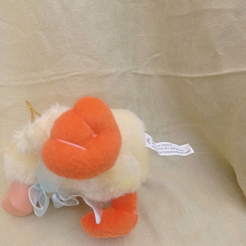 Plush duck with hard beak 15cm, washed