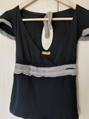 Soul Rebel short-sleeve blouse used, cotton, black and gray, size S