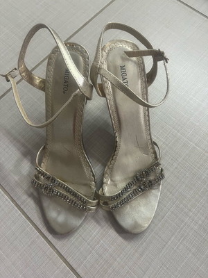 Sandals like new, size 38, black and gold