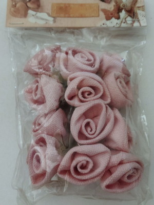 Jute decorative flowers set of 12 in dusty pink, new