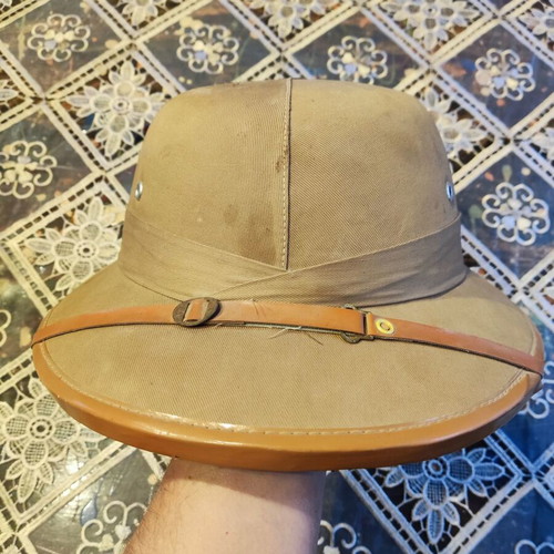 WW2 Pith Helmet Singapore Made used, tropical sun protection