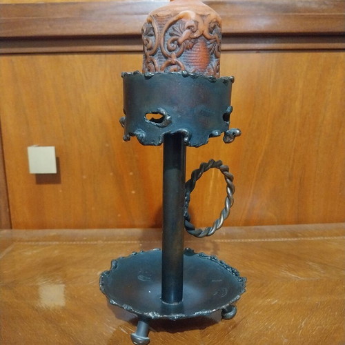 Decorative candlestick used, metal alloy, 1970s vintage