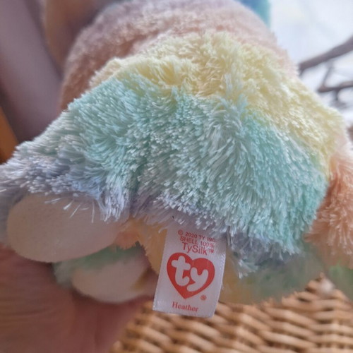 Ty Beanie Boos Heather plush cat unicorn, pastel rainbow