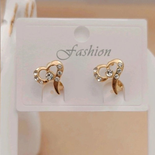 Earrings hoops with small diamonds new, gold color
