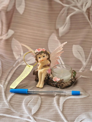Decorative table ornament in fairy design with resin 1 piece with resin candle. Ideal for a gift!
