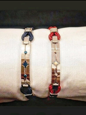 Men's bracelet new stainless steel with red or blue cord