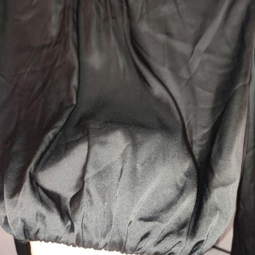 Thesis Satin Black Crop Top with High Neck and Shoulder Pads, Like New