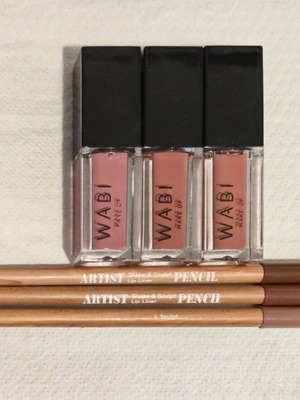 WABI liquid lipsticks like new, pack of 3 with 3 lip liners