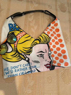 Τσάντα τύπου hobo μεταχειρισμένη, πολύχρωμη pop art