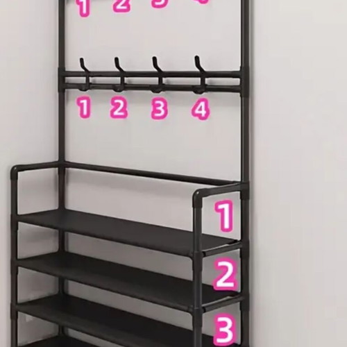 Multilevel shoe and hat rack new with 8 hooks