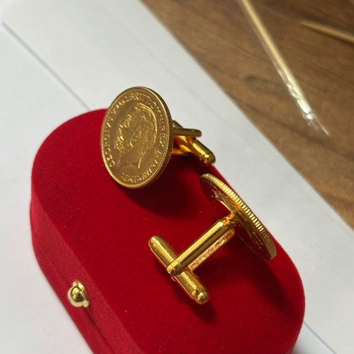 Cufflinks with Lyres new, gold-plated 22k