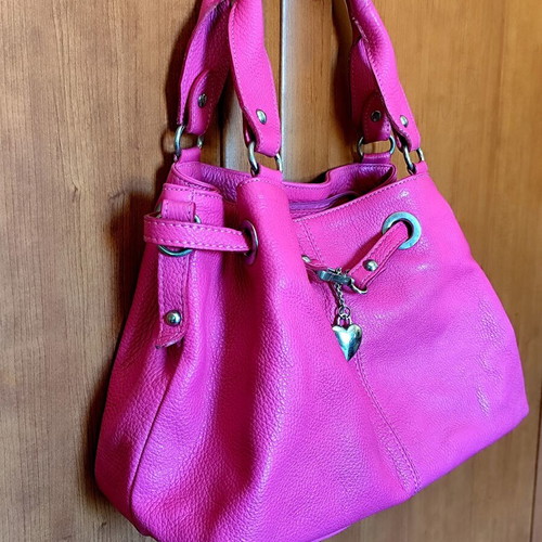 Les Naïades Tote Bag like new, medium size, genuine leather, fuchsia