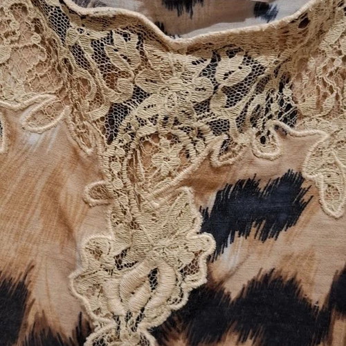 Red Valentino Brown Leopard Lace Trim Camisole Size 44