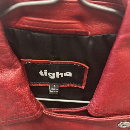 Tigha red leather jacket small, like new