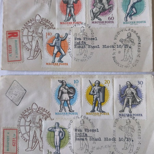 Hungarian Sports First Day Covers FDC used, 1958 & 1959 complete series