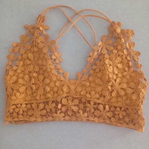 Free People Miss Dazie Crochet Lace Bralette like new, mustard