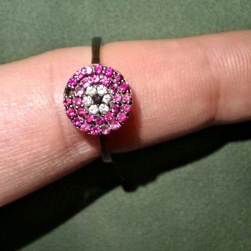 Silver 925 gold-plated ring used, pink and gold