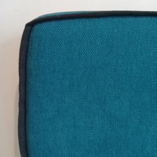 Single bed with teal fabric headboard and mattress, like new