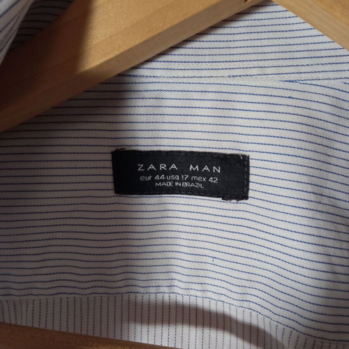 Zara men's striped shirt XL white and blue like new