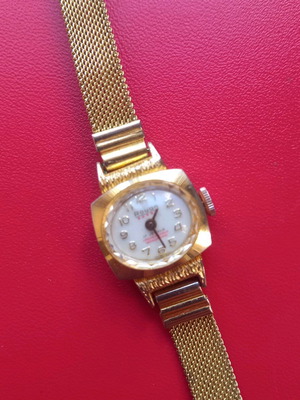 Rouan vintage 17 jewels women's mechanical watch used, gold color