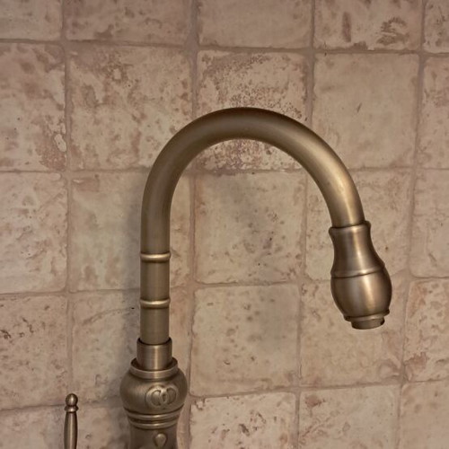 Kitchen faucet new, brass with bronze/antique finish, vintage style