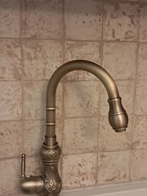 Kitchen faucet new, brass with bronze/antique finish, vintage style